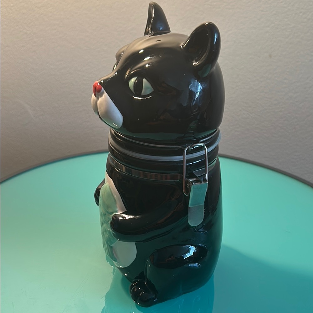 Boston Warehouse Cat Ceramic Jar with Fish Design - Picture 2 of 7